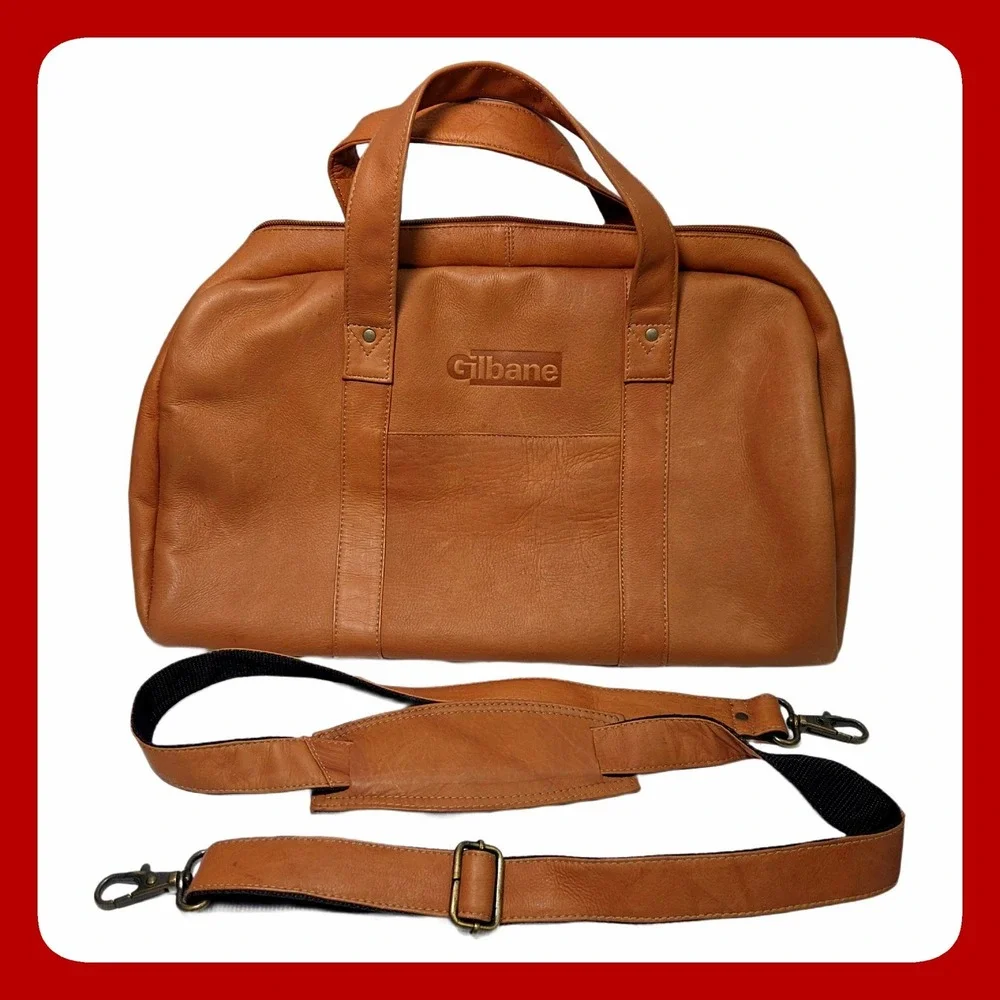 Gilbane Leather Weekender Travel Duffel Bag Brown 18x11x9 Carry On Luggage EUC